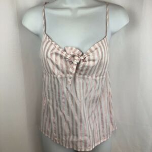 Victoria’s Secret Small Cami Tank Top White Metallic Stripe Bow Sleepwear Pajama